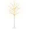 vidaXL mākslīgais bērzs, balts, 96 silti baltas LED, 180 cm