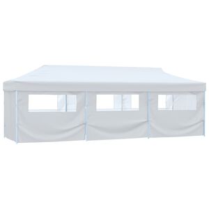 vidaXL saliekama nojume ar 8 sānu sienām, 3x9 m, balta
