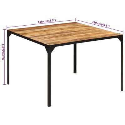 vidaXL virtuves galds, 110x110x76 cm, mango masīvkoks