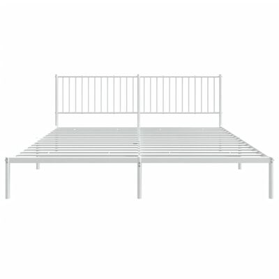 vidaXL gultas rāmis ar galvgali, balts metāls, 200x200 cm