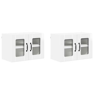 vidaXL Sienas stikla skapis LUCCA 2 pcs Spīdīgi balts 60 x 31 x 40 cm