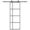 vidaXL bīdāmās durvis ar stiprinājumiem, melns, stikls, 76x205 cm