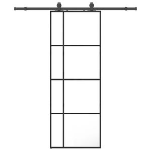 vidaXL bīdāmās durvis ar stiprinājumiem, melns, stikls, 76x205 cm