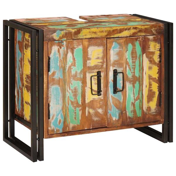 vidaXL Izlietnes skapītis Daudzkrāsains Cietais atjaunotais koks