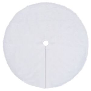 vidaXL Ziemassvētku eglītes svārki, balti, 90 cm, mākslīgā kažokāda