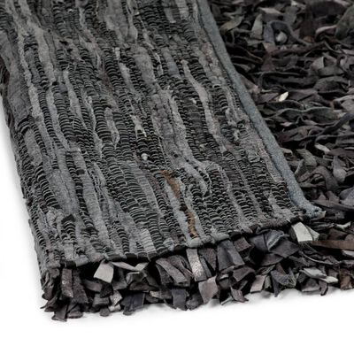 vidaXL paklājs, 80x160 cm, Shaggy, pelēka dabīgā āda