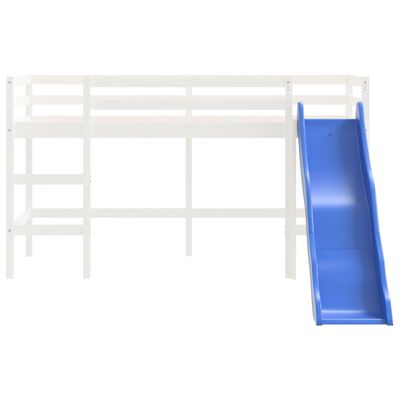 vidaXL bērnu gulta ar slidkalniņu, balts, 80x200 cm, priedes masīvkoks