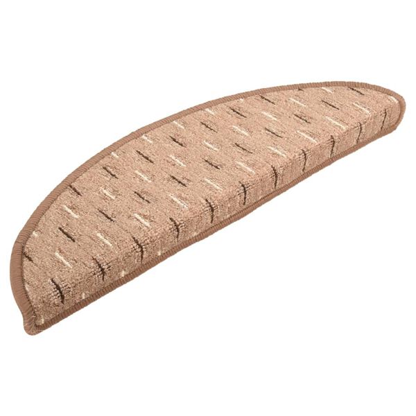 vidaXL kāpņu paklāji, 15 gab., brūni, 65x21x4 cm