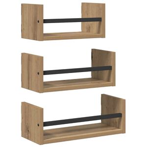 vidaXL Sienas plauktu komplekts 3 pcs Artisānā ozols 40x16x14cm