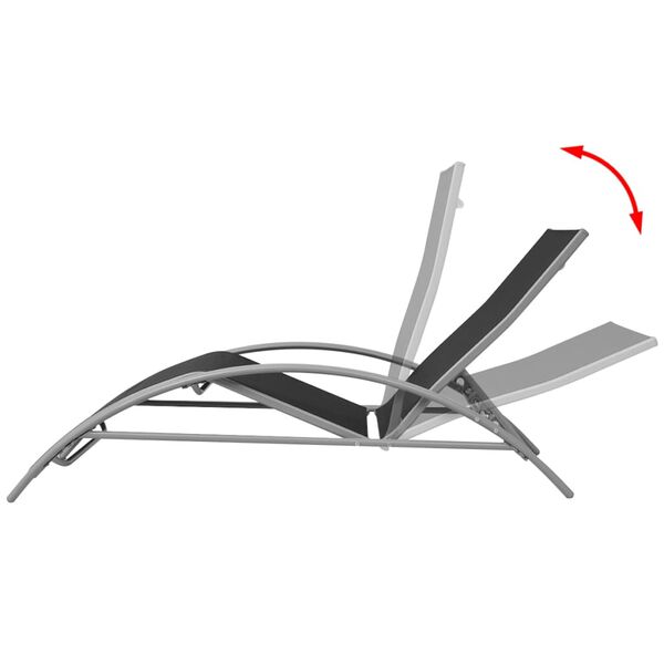 vidaXL sauļošanās zvilnis, alumīnijs, melns
