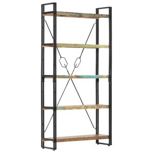 vidaXL grāmatu skapis, 5 plaukti, 90x30x180 cm, pārstrādāts masīvkoks