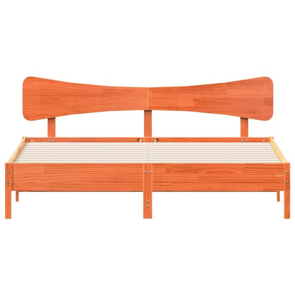 vidaXL gulta bez matrača, vaska brūnas, 200x200 cm, priedes masīvkoks