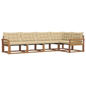 vidaXL Āra dīvānu komplekts ar spilvenu 5 pcs Dabisks un bē&scaron;s