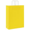 vidaXL papīra maisiņi 250 gab. ar rokturiem, dzelteni, 32x12x42 cm
