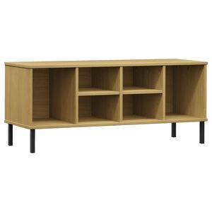 vidaXL apavu plaukts ar metāla kājām OSLO, brūns, 106x35x45 cm, koks