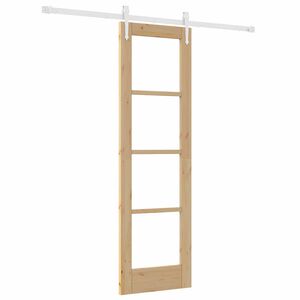 vidaXL Slīdo&scaron;ās durvis 61 x 198,5 cm Masīvkoks no priedes un stikls