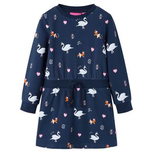 Bērnu kleita ar garām piedurknēm, tum&scaron;i zila, 104