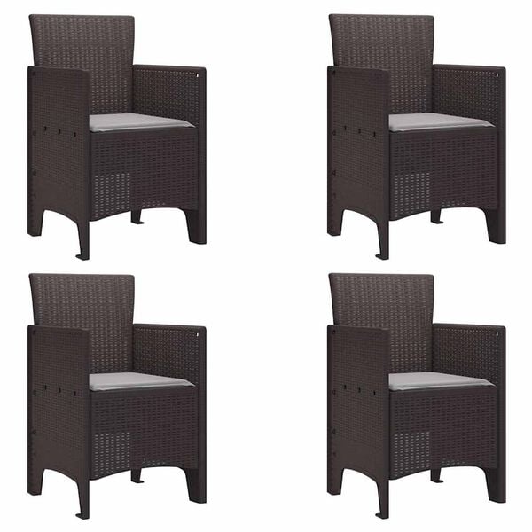 vidaXL Dārza krēsls 4 pcs Brūna 53 x 49 x 85 cm PP