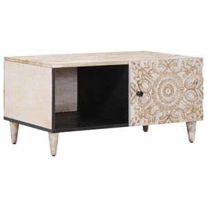 vidaXL Kafijas galdiņ&scaron; Balts 80 x 50 x 40 cm Cieta mango koksne