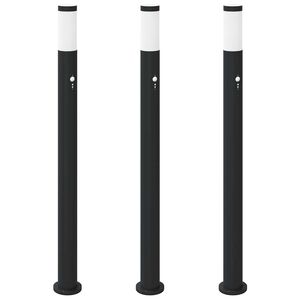 vidaXL stabveida gaismekļi ar sensoru, 3 gab., 110 cm, nerūsējo&scaron;ais tērauds, IP44