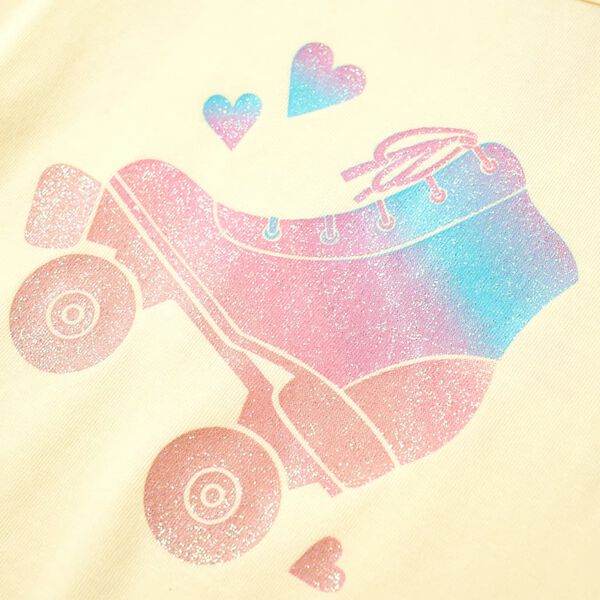 Bērnu T-krekls ar skrituļslidu apdruku, maigi dzeltens, 116