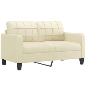 vidaXL divvietīgs dīvāns, krēmkrāsas, 140 cm, mākslīgā āda
