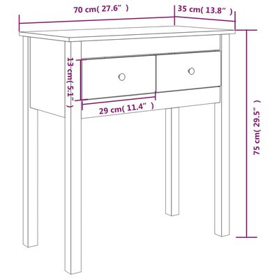 vidaXL konsoles galdiņš, medus brūns, 70x35x75 cm, priedes masīvkoks