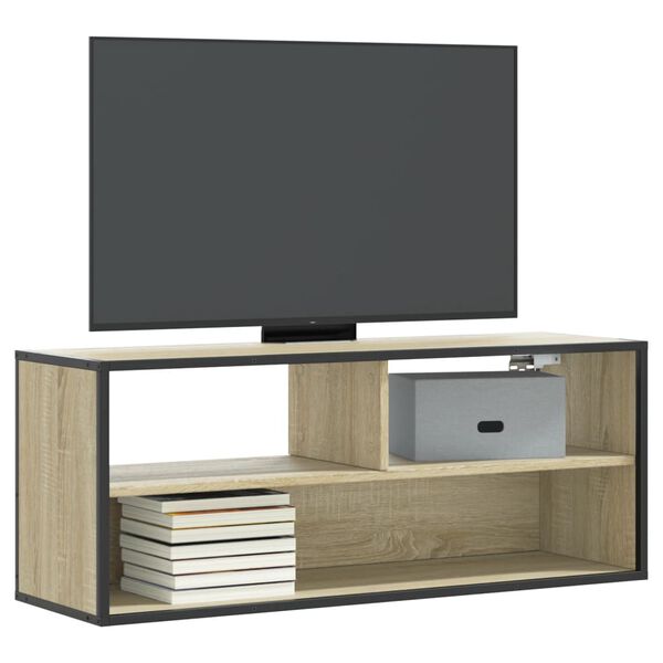 vidaXL TV skapītis, ozolkoka, 100x31x39,5 cm, konstruēts koks, metāls