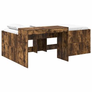 vidaXL Bērnu augstā gulta ar galdu Kūpināts ozols 80 x 200 cm