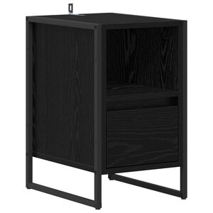 vidaXL Naktsgaldiņ&scaron; Melns ozolkoks 39,5 x 30 x 50 cm Inženierijas koks