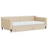 vidaXL izvelkams dīvāns ar atvilktnēm, krēmkrāsas audums, 100x200 cm