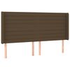 vidaXL gultas galvgalis ar LED, 163x16x118/128 cm, tum&scaron;i brūns audums