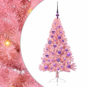 vidaXL Mākslīgais LED Ziemassvētku eglīte Rozā 120 cm PVC