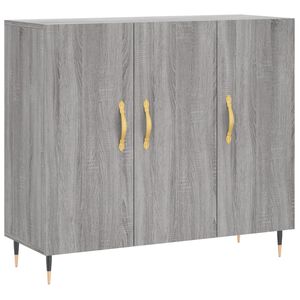 vidaXL kumode, pelēka ozolkoka krāsa, 90x34x80 cm, inženierijas koks