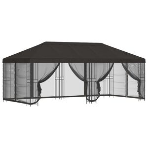 vidaXL Paviljons ar sānu sienām 6 x 3 m Antracīta