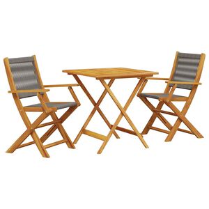 vidaXL 3-daļīgs bistro mēbeļu komplekts, pelēks, polipropilēns, koks