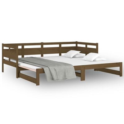 vidaXL izvelkama gulta, medus brūna, priedes masīvkoks, 2x(80x200) cm