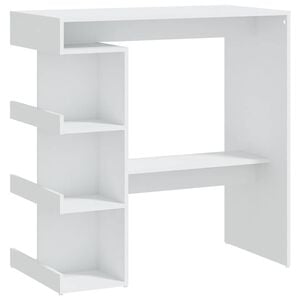 vidaXL bāra galds ar plauktu, balts, 100x50x101,5cm, inženierijas koks