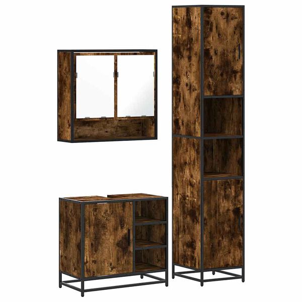 vidaXL 3-daļīgs vannasistabas mēbeļu komplekts, ozolkoka krāsa