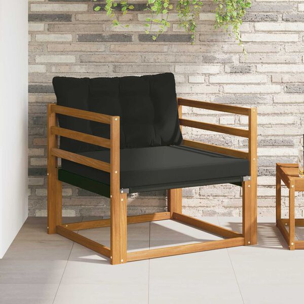 vidaXL Āra dīvānu komplekts Cieta akācijas koks un tekstilēns Dabiska