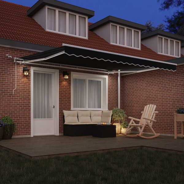 vidaXL Izvelkams jumtiņ&scaron; Melna 400 &times; 300 cm Poliesters un metāls