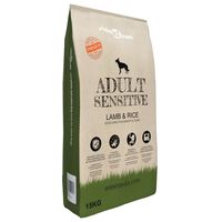 vidaXL suņu sausā barība, Adult Sensitive Lamb & Rice, Premium, 15 kg