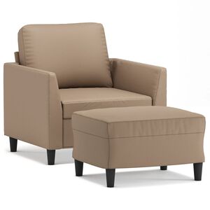 vidaXL atpūtas krēsls ar kājsoliņu, 60cm, kapučīno krāsas mākslīgā āda