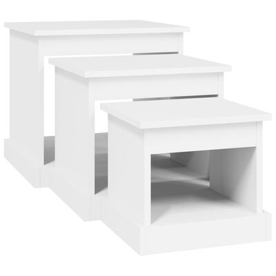 vidaXL kafijas galdiņi, 3 gab., balti, inženierijas koks