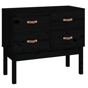vidaXL konsoles skapītis, melns, 90x40x78 cm, priedes masīvkoks