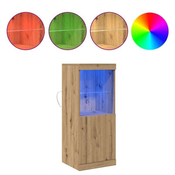 vidaXL LED sānu galds Artisānā ozols 41 x 37 x 100 cm