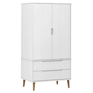 vidaXL skapis MOLDE, balts, 90x55x175 cm, priedes masīvkoks