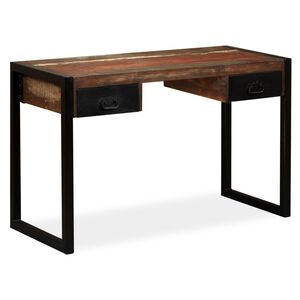 vidaXL galds ar 2 atvilktnēm, 120x50x76 cm, pārstrādāts masīvkoks