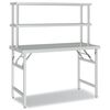 vidaXL virtuves darba galds ar plauktu, 120x60x145 cm, tērauds
