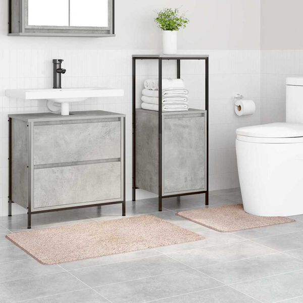 vidaXL Antislip vannas paklāju komplekts 2 pcs Krēmkrāsa PP